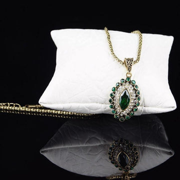 Luxury Green Crystal Flower Necklace Earring Ring Fashion Rhinestone Jewellery Set - The Jewellery Supermarket